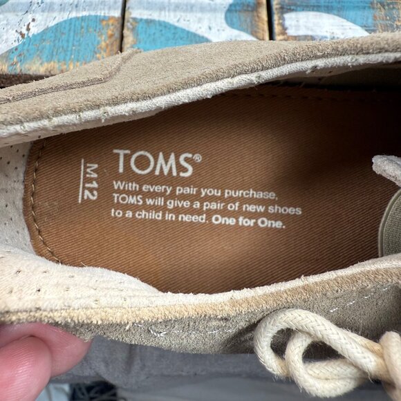 NEW Toms Shoes Brown Brogue Oxford Wingtips Desert Beige Suede Lace Up Mens 12 main image 5